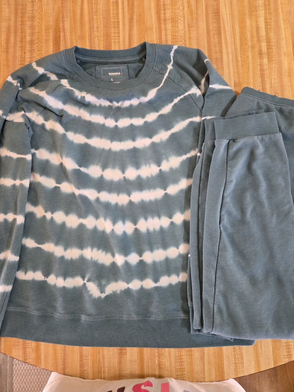 Sonoma Teal & White Tie-Dye Pullover and Joggers Set